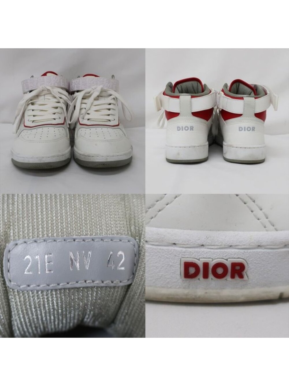 Dior Sneakers High Cut Trotter Pattern White Red Size - Picture 4 of 10